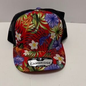 Woman Red Tropical Floral Mesh Cap